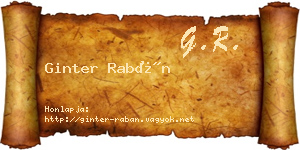 Ginter Rabán névjegykártya